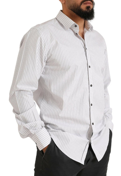 Dolce & Gabbana Elegant White Striped Cotton Dress Shirt