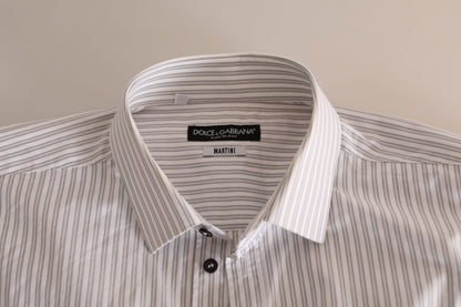 Dolce & Gabbana Elegant White Striped Cotton Dress Shirt