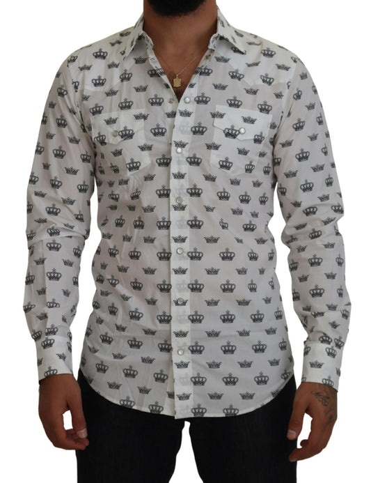 Dolce & Gabbana Slim Fit Crown Print Dress Shirt