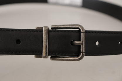 Dolce & Gabbana Elegant Black Leather Belt with Metal Buckle