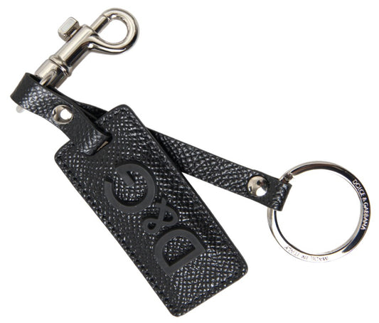 Dolce & Gabbana Elegant Black Leather Keyring Accessory