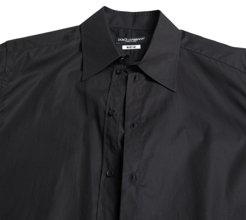 Dolce & Gabbana Elegant Black Gold Button Formal Shirt