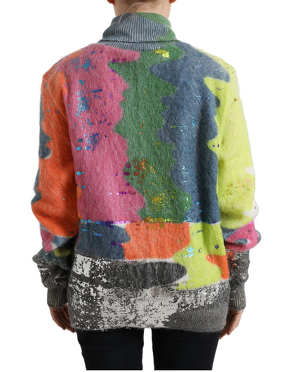 Dolce & Gabbana Multicolor Mohair Stripe Turtleneck Sweater