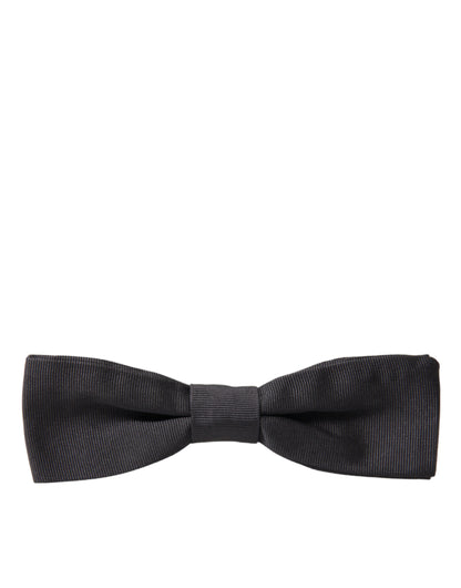 Dolce & Gabbana Elegant Silk Dark Gray Bow Tie