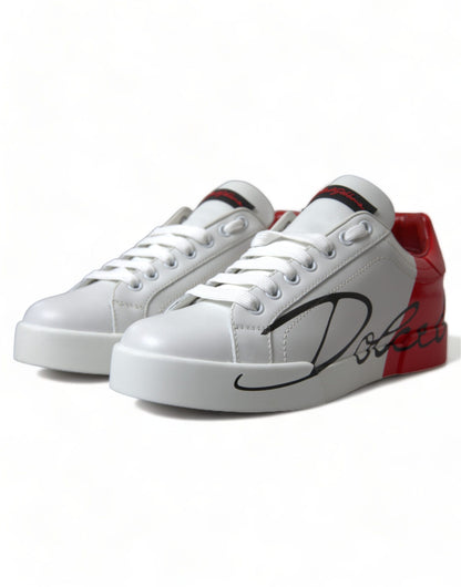 Dolce & Gabbana Elegant White Leather Portofino Sneakers