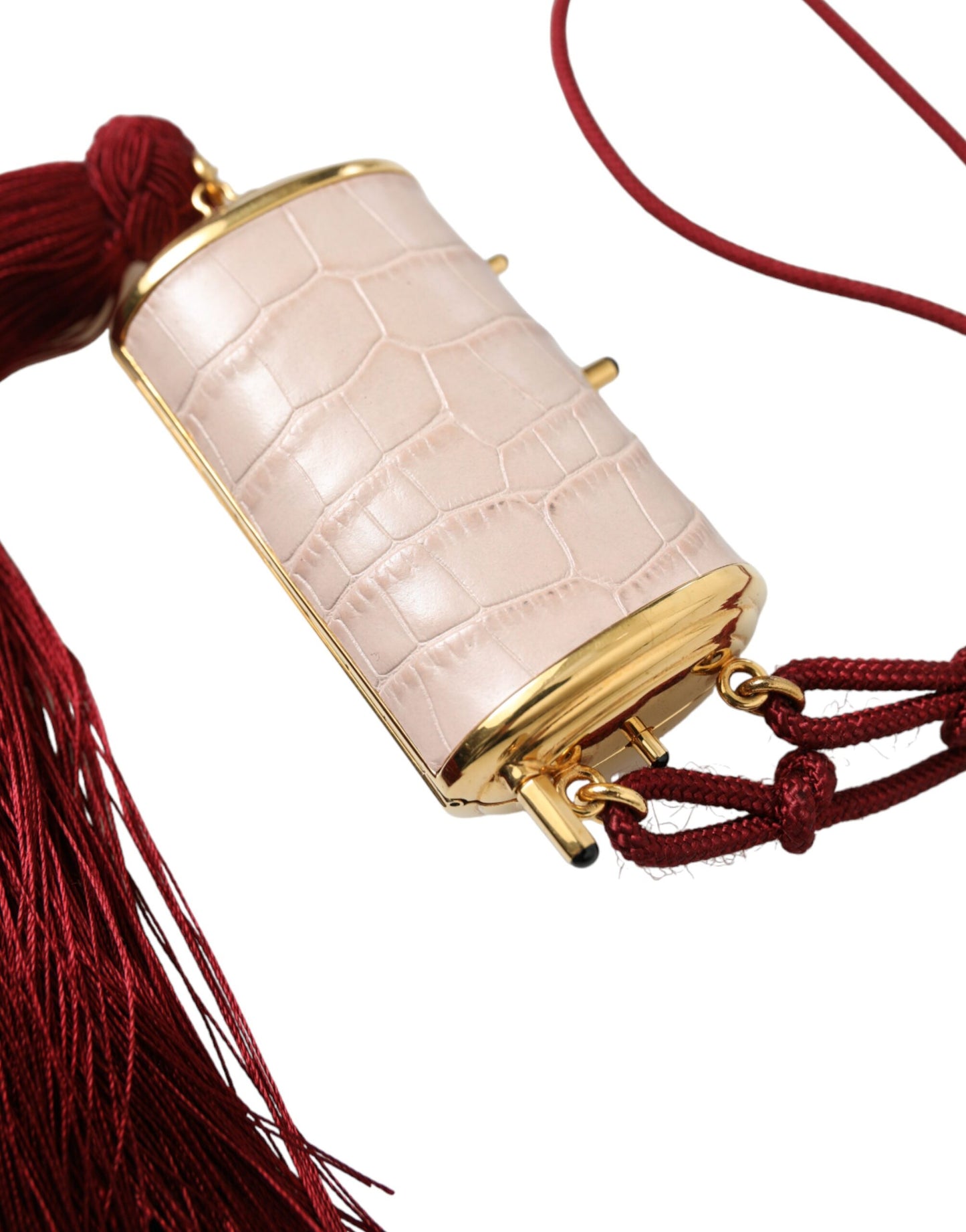 Dolce & Gabbana Exotic Pink Leather Mini Mirror Bag with Tassel