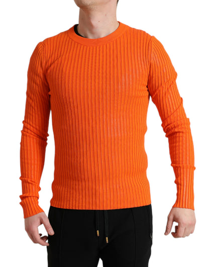 Dolce & Gabbana Sleek Sunset Orange Knitted Pullover Sweater