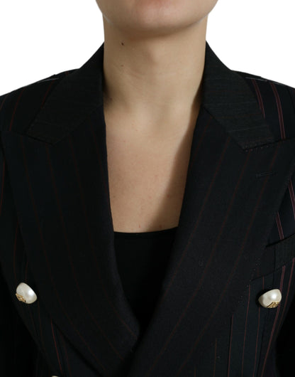 Dolce & Gabbana Elegant Striped Double Breasted Wool Blazer