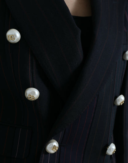 Dolce & Gabbana Elegant Striped Double Breasted Wool Blazer