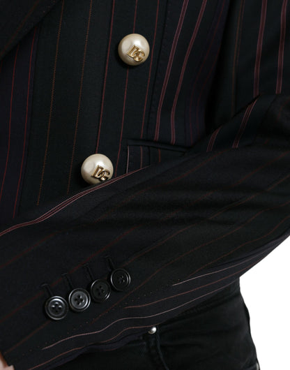 Dolce & Gabbana Elegant Striped Double Breasted Wool Blazer