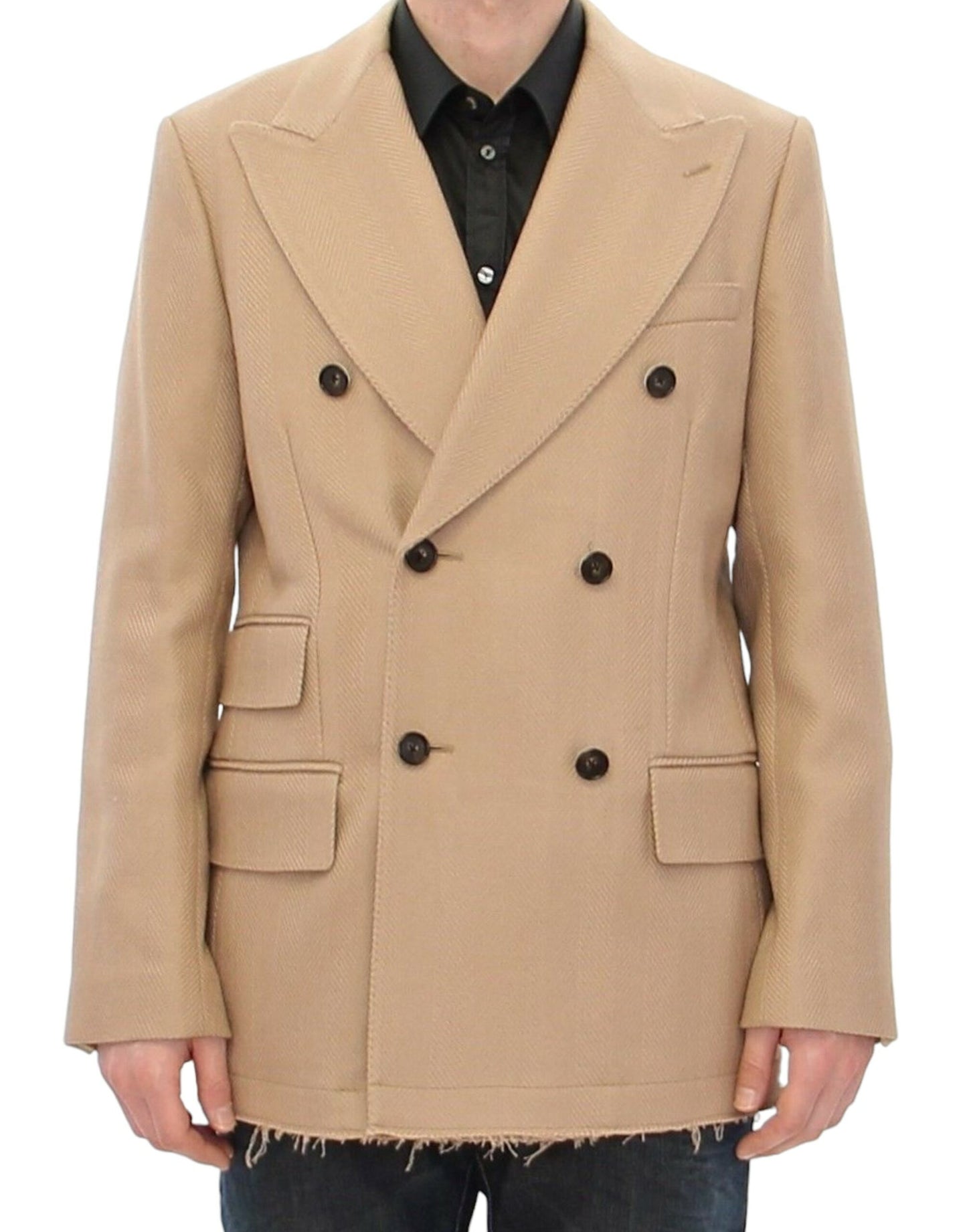 Dolce & Gabbana Elegant Beige Formal Wool Coat