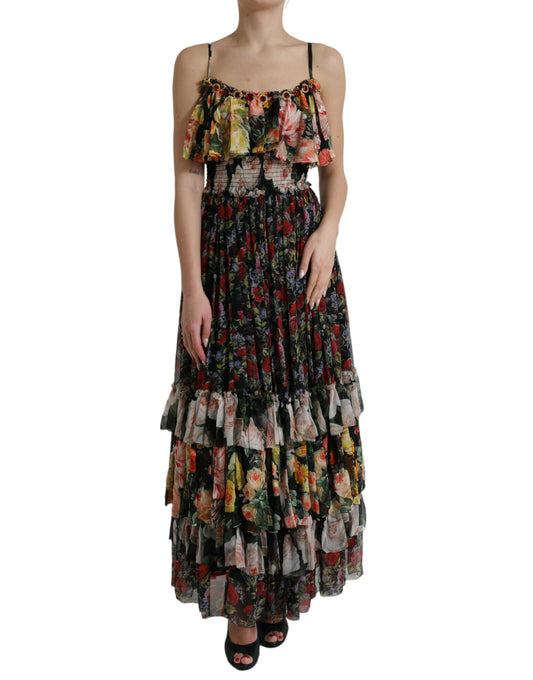 Dolce & Gabbana Vibrant Silk Floral Maxi Dress