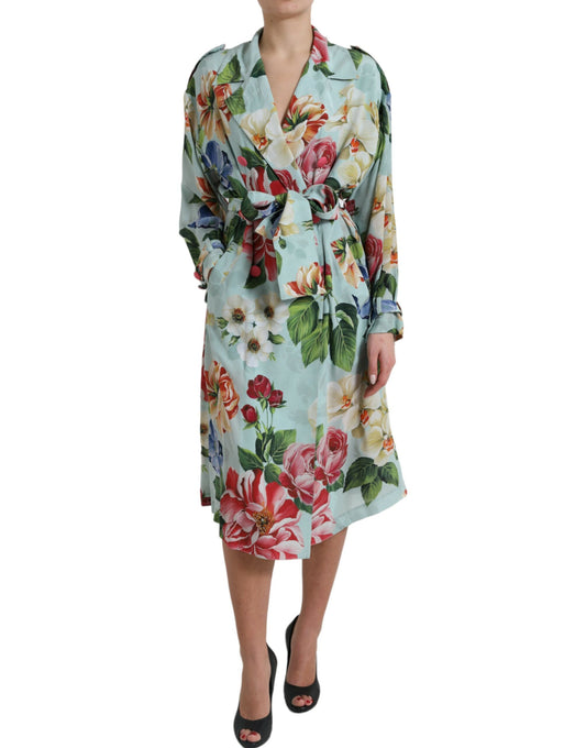 Dolce & Gabbana Elegant Floral Silk Trench Jacket