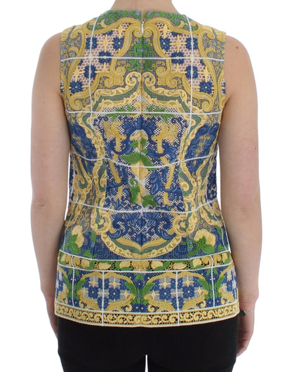 Dolce & Gabbana Majolica Embroidered Sleeveless Elegance