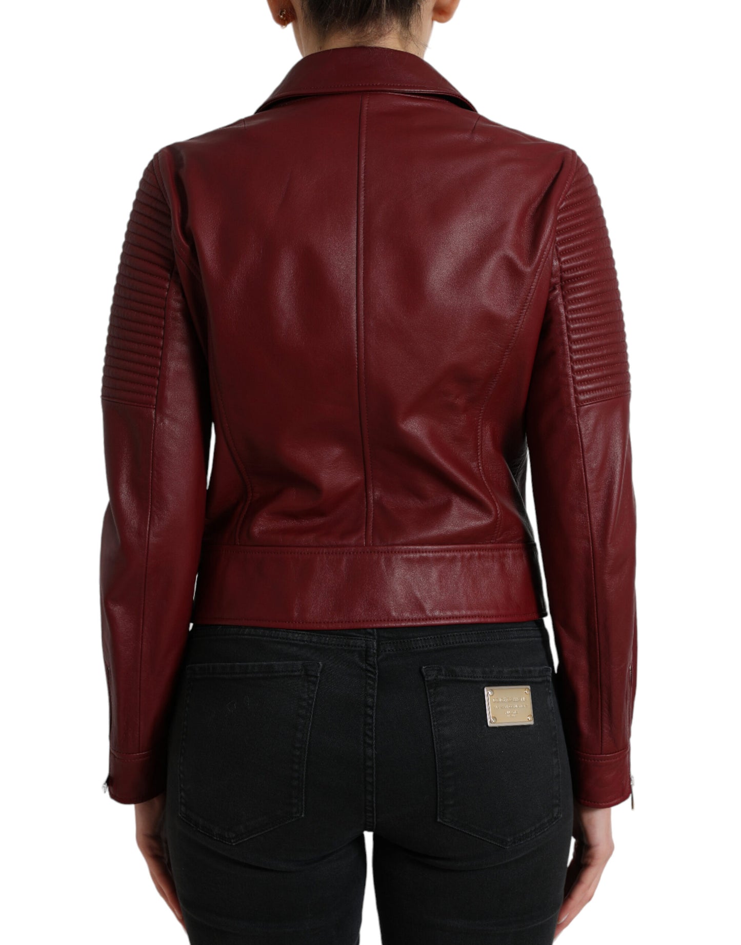 Dolce & Gabbana Bordeaux Biker Leather Jacket