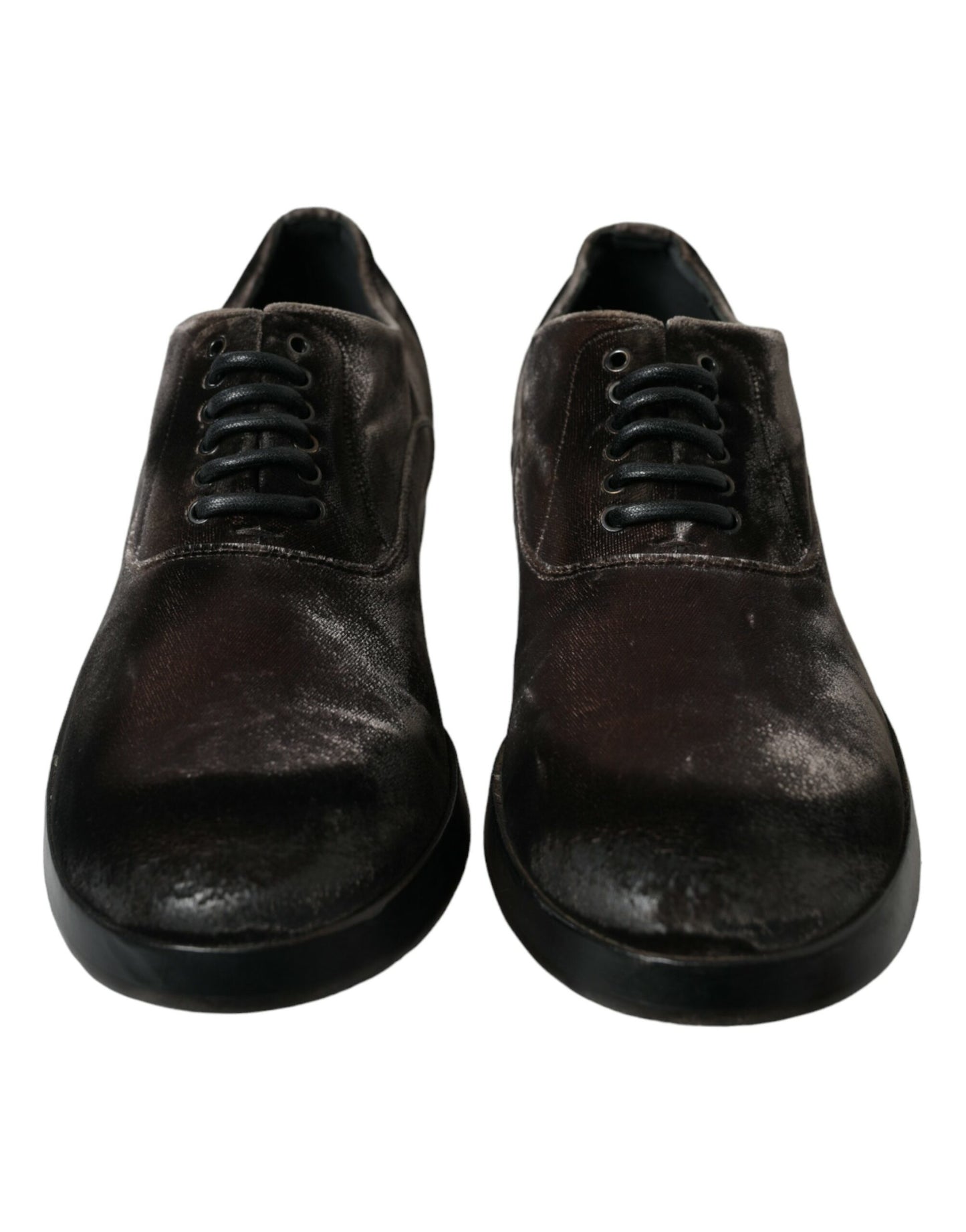 Dolce & Gabbana Elegant Brown Velvet Oxford Lace-up Shoes