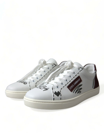 Dolce & Gabbana Exclusive White Bordeaux Low Top Sneakers