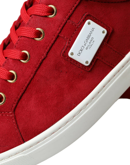 Dolce & Gabbana Elegant Red & White Leather Sneakers