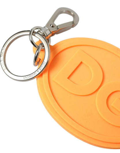 Dolce & Gabbana Elegant Orange Charm Keyring with Silver Detail