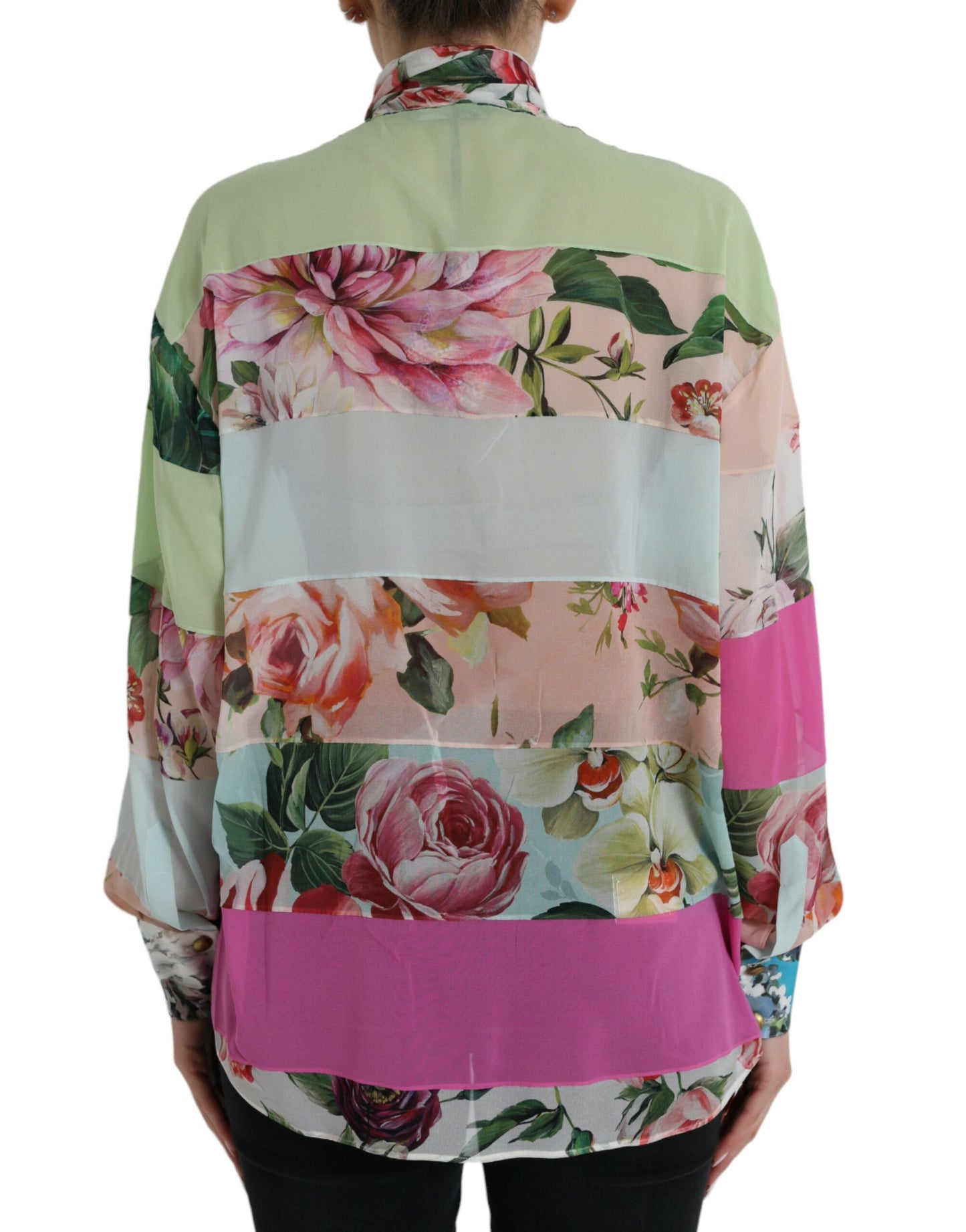 Dolce & Gabbana Elegant Multicolor Silk Blend Long Sleeve Top