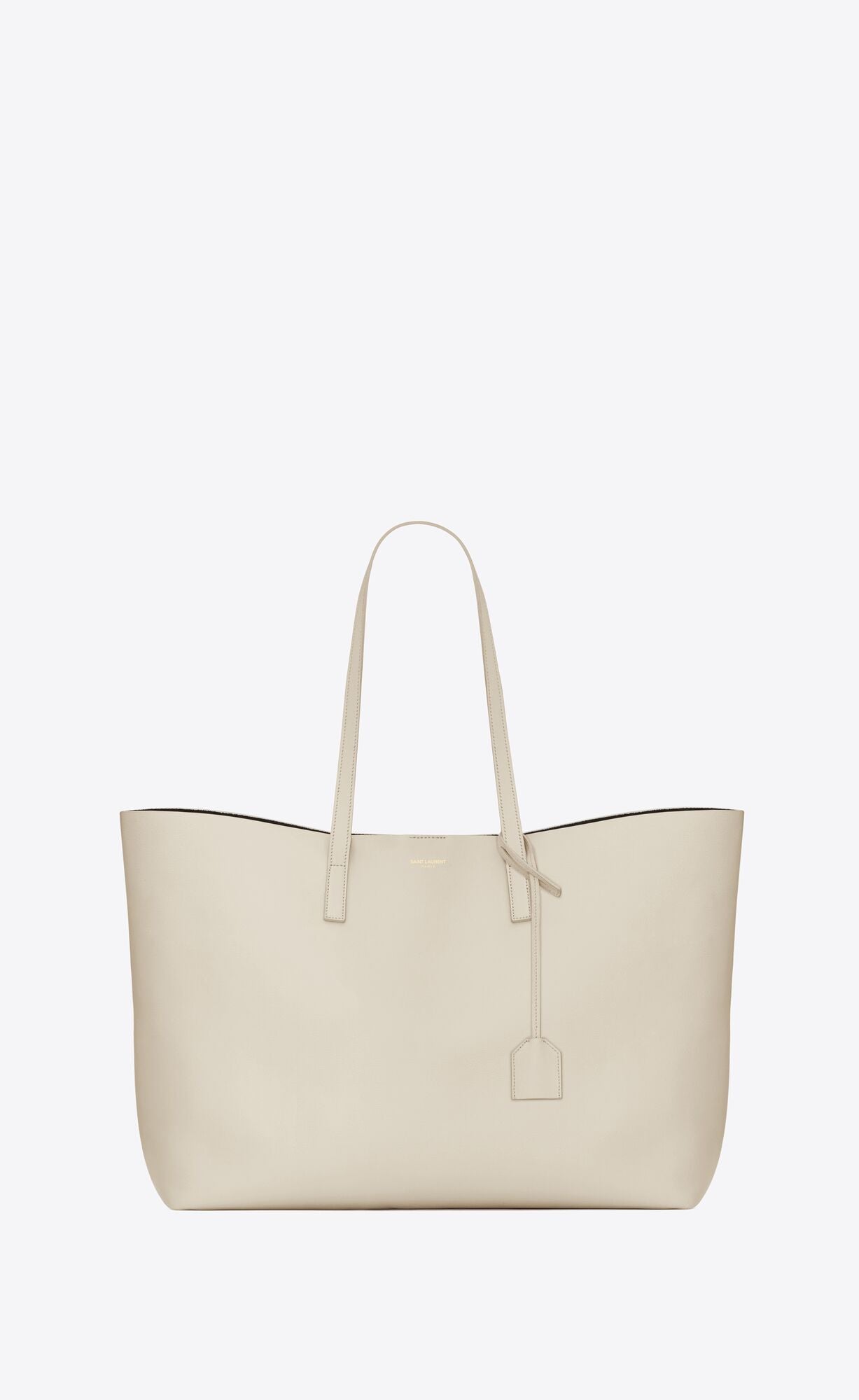 Saint Laurent White Calf Leather Tote Shoulder Bag