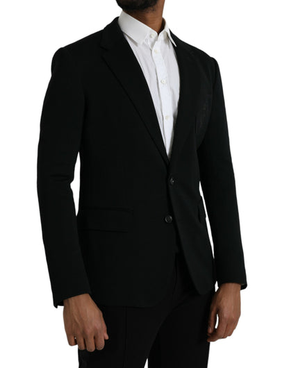 Dolce & Gabbana Black Wool Notch Single Breasted Coat Blazer