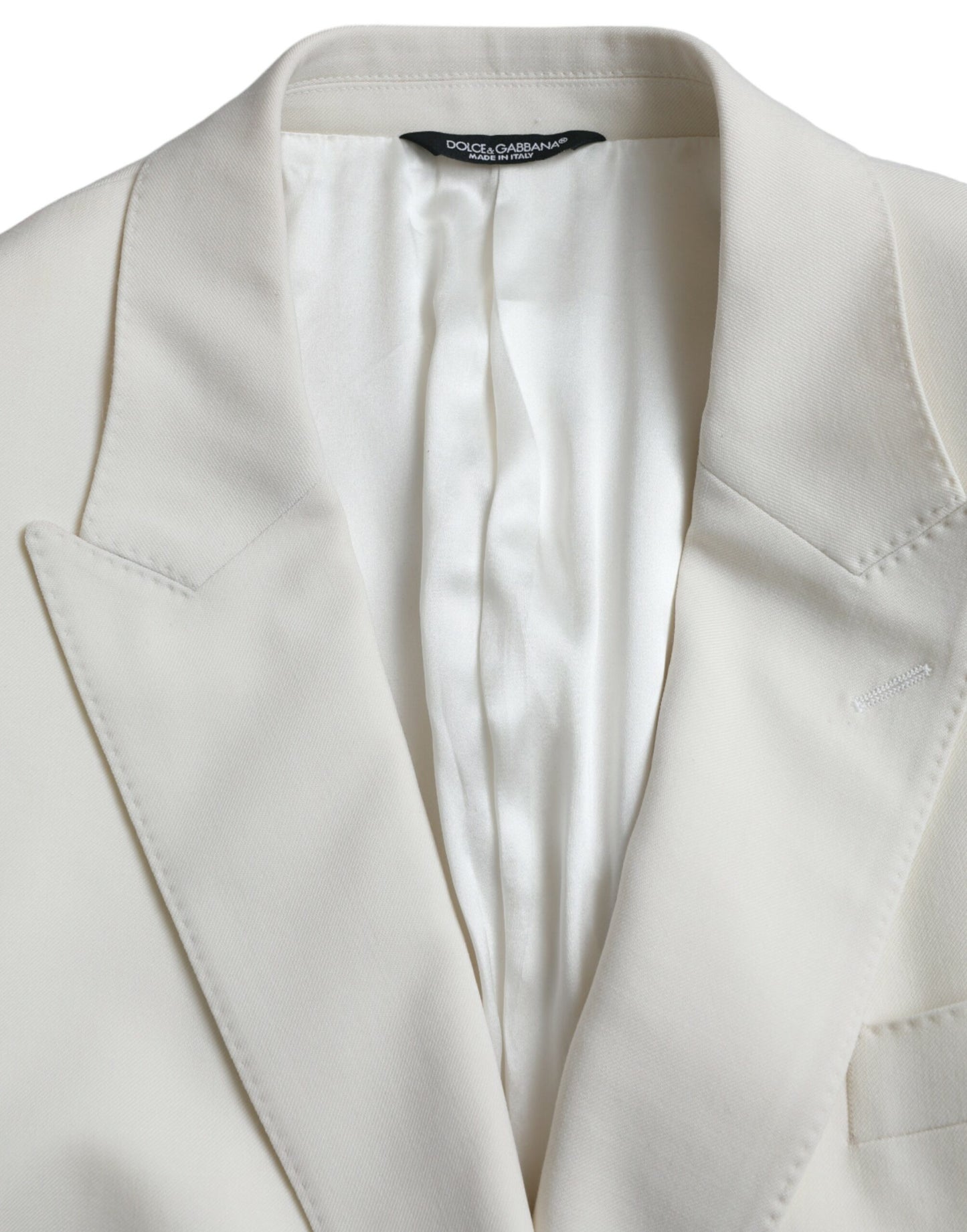 Dolce & Gabbana White Wool MARTINI Double Breasted Blazer