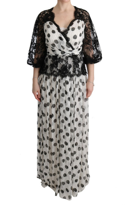 Dolce & Gabbana Elegant Polka Dotted Full Length Gown