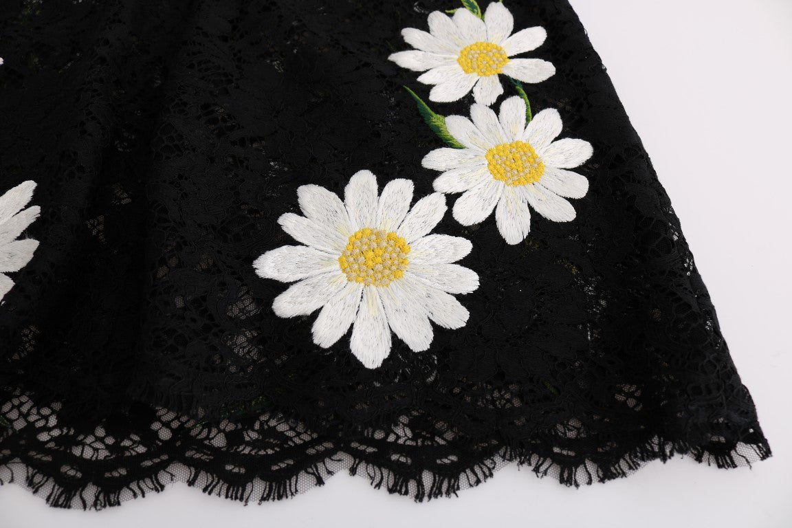 Dolce & Gabbana Black Floral Lace Chamomile Embroidered Dress