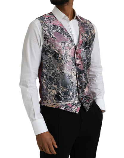 Dolce & Gabbana Multicolor Galaxy Silk Waistcoat Formal Vest