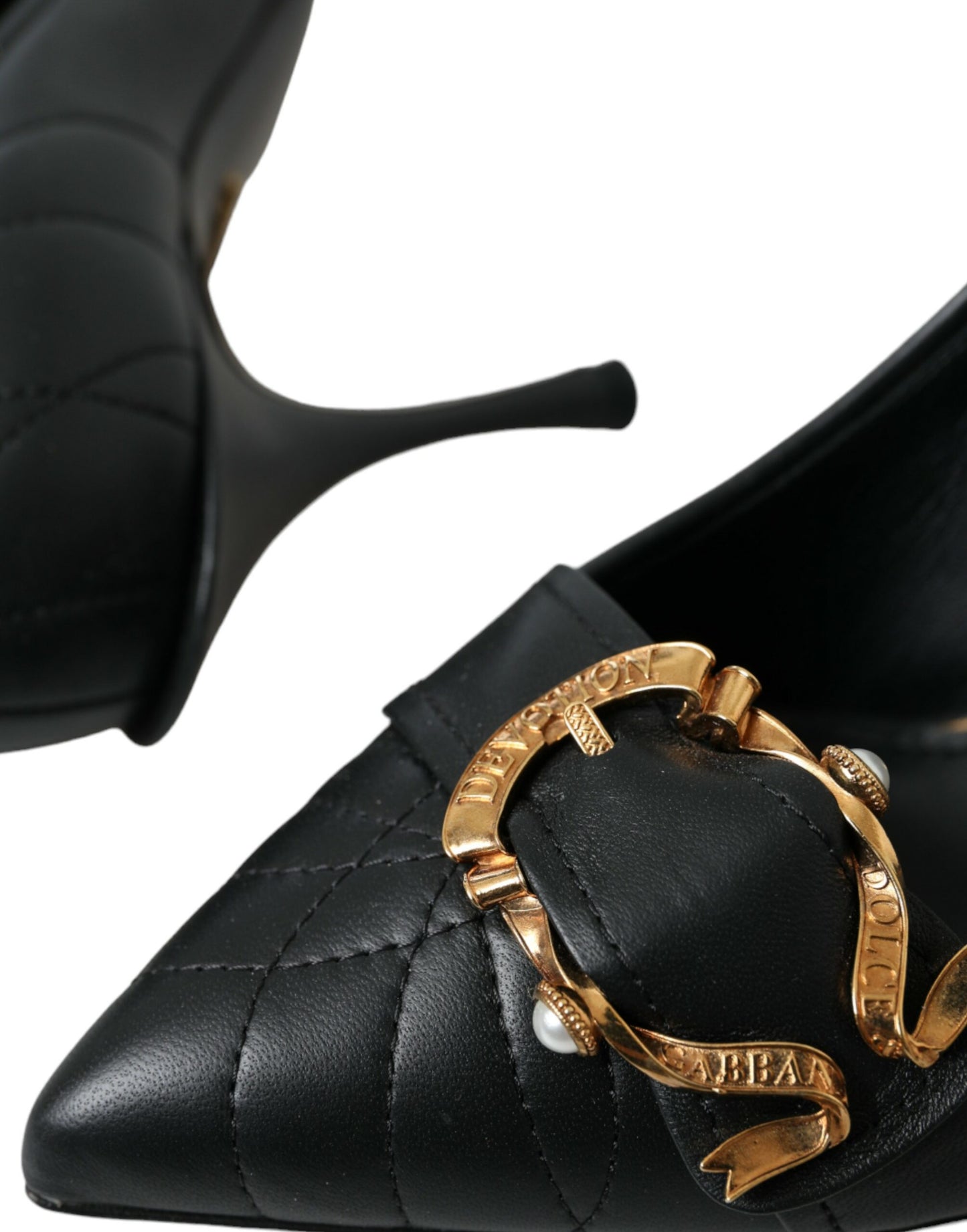 Dolce & Gabbana Black Devotion Leather Heels Pumps Shoes