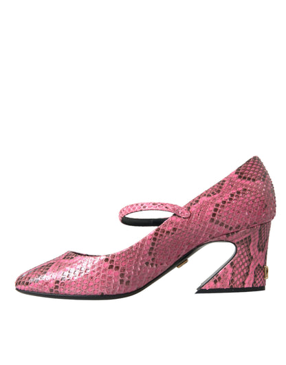 Dolce & Gabbana Pink Leather Mary Jane Heels Shoes