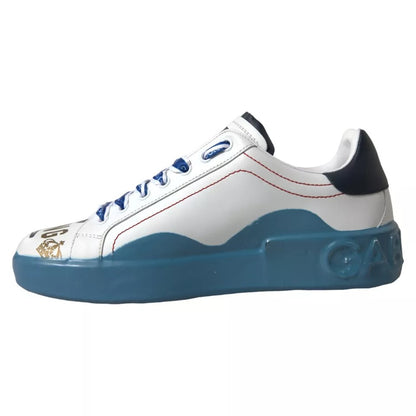 Dolce & Gabbana Blue White Printed Portofino Melt Sneakers Shoes