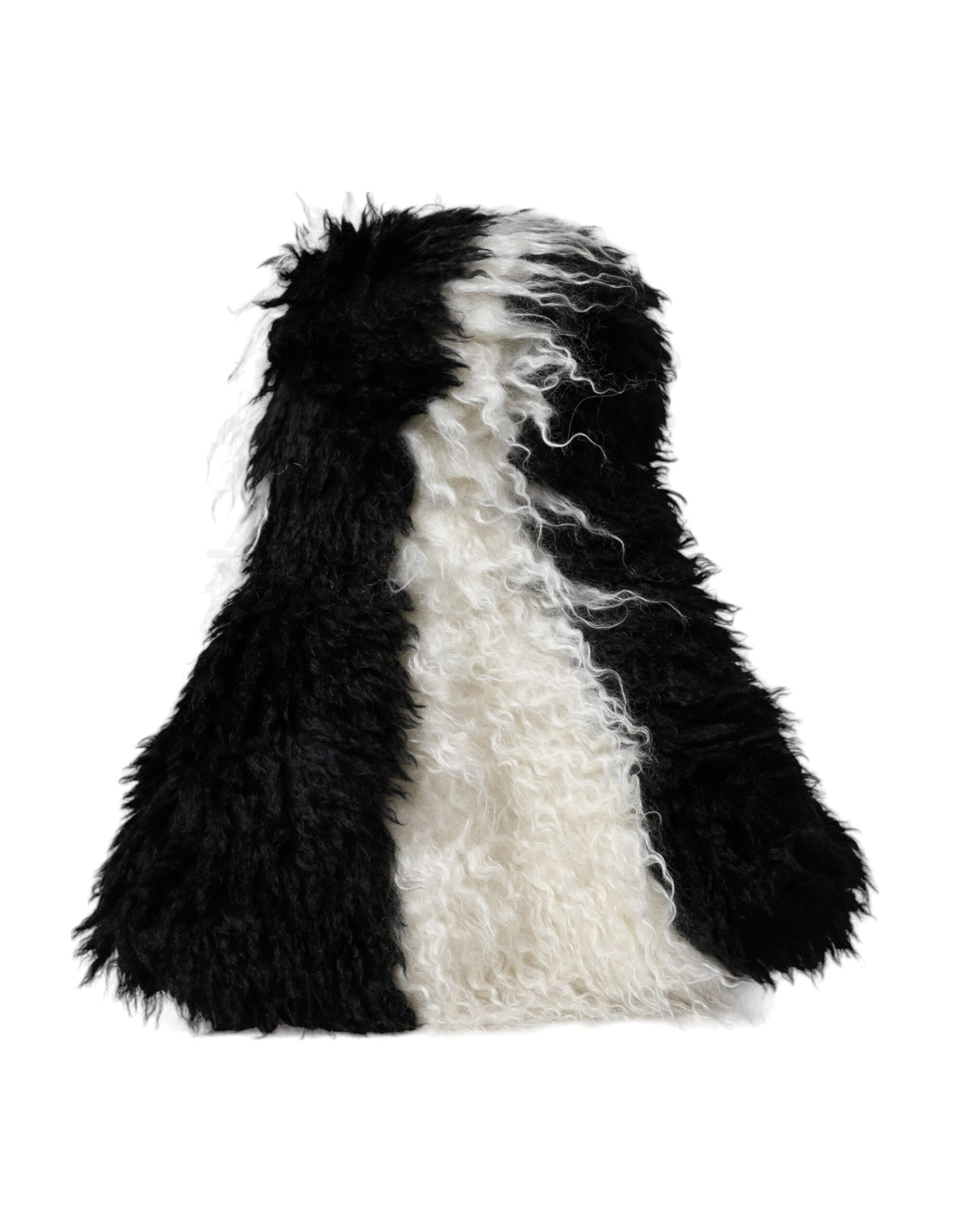 Dolce & Gabbana Black White Stripes Mohair Fur Bucket Hat