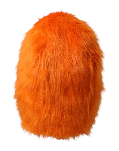 Dolce & Gabbana Orange Faux Fur Whole Head Wrap Hat