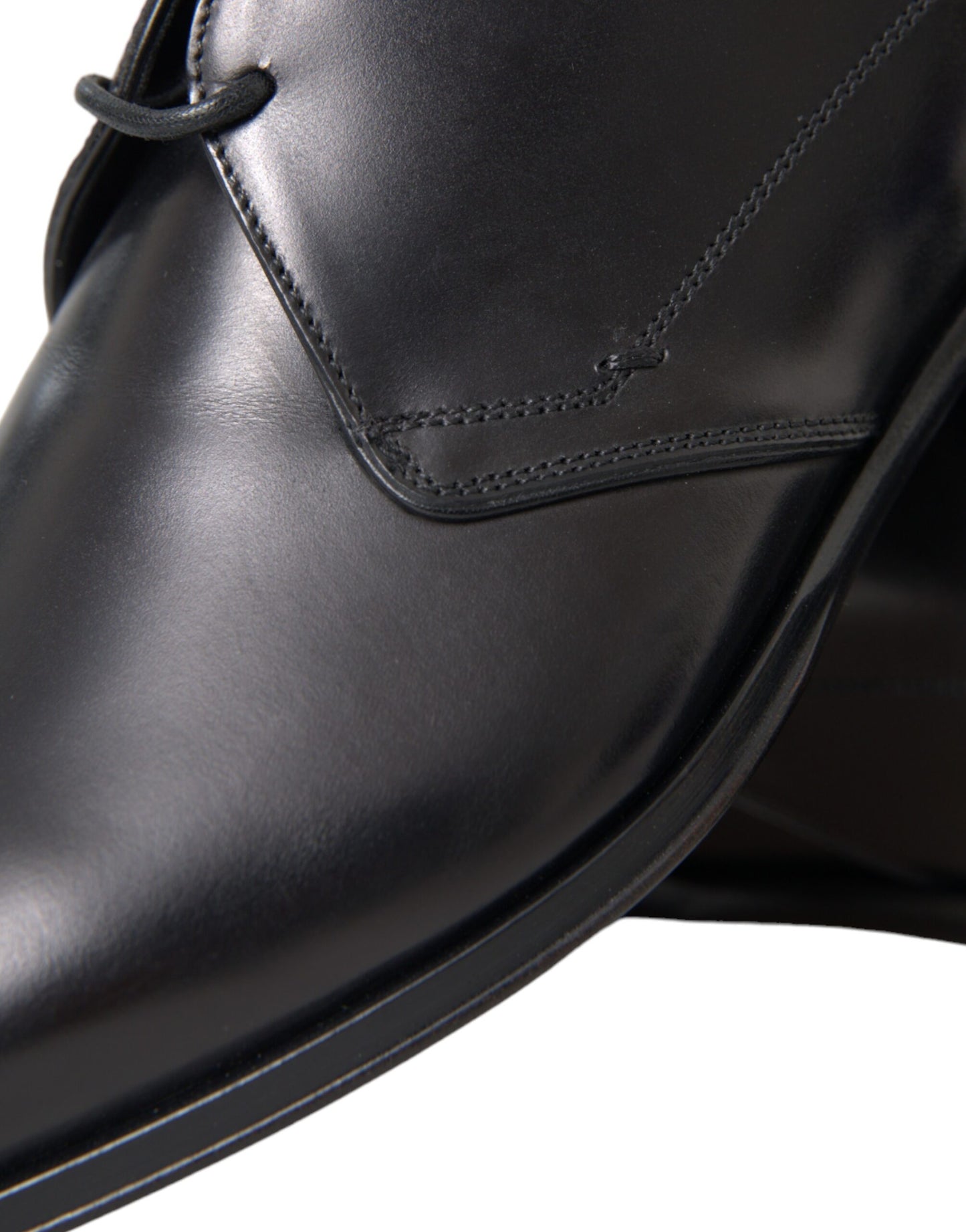 Dolce & Gabbana Black Leather Derby Formal Dress Men Shoes