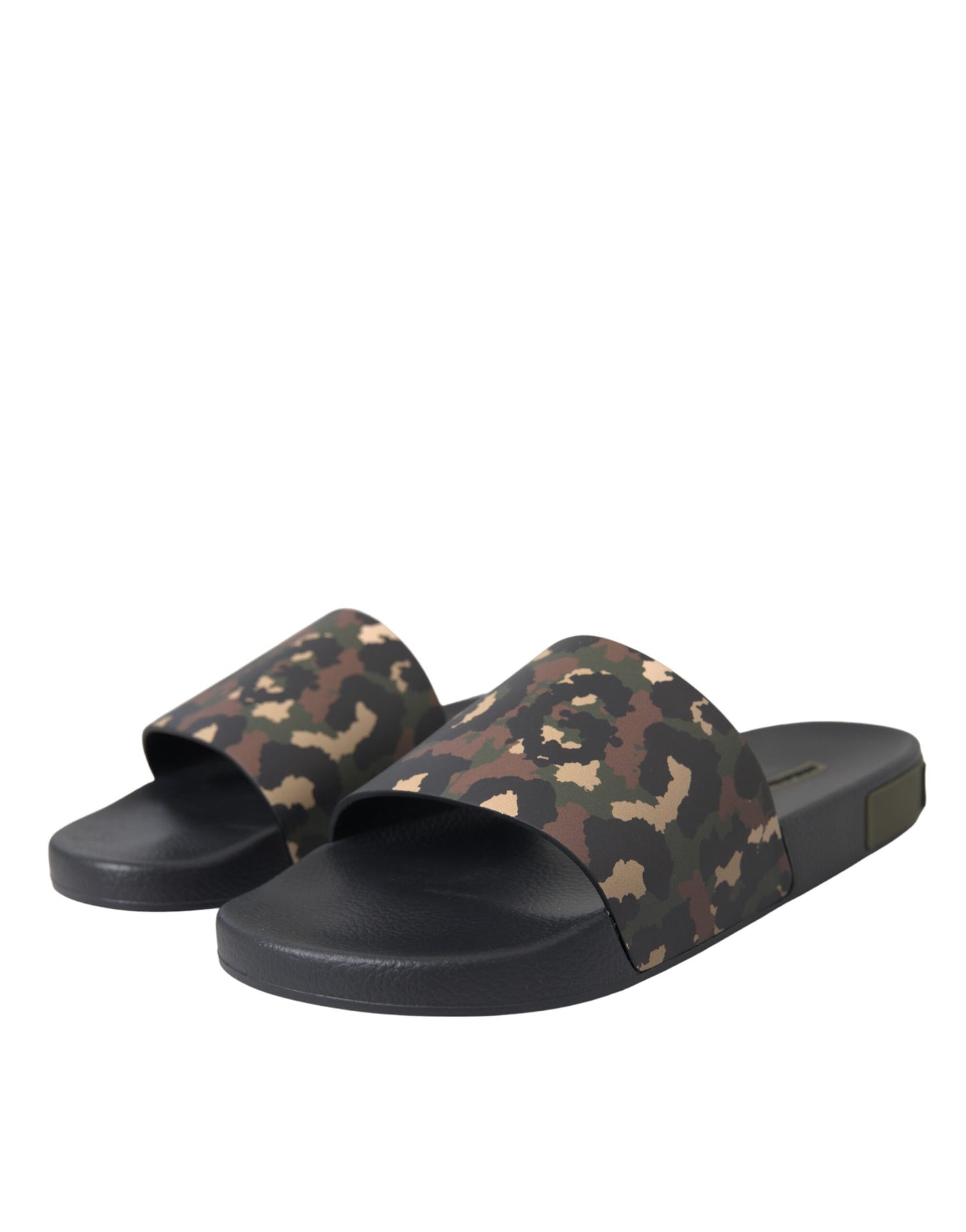 Dolce & Gabbana Multicolor Camouflage Leather Beachwear Men Shoes