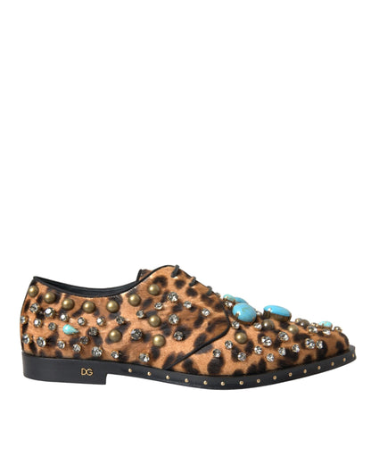 Dolce & Gabbana Brown Leopard Hair Crystal Dress Broque Shoes