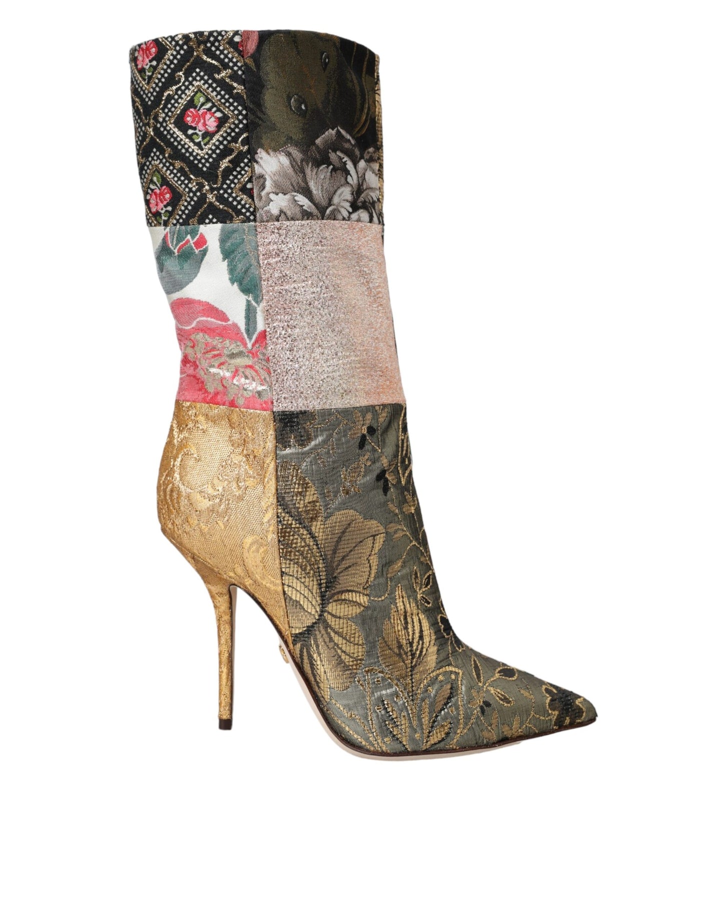 Dolce & Gabbana Multicolor Patchwork Print Heeled Boots Shoes