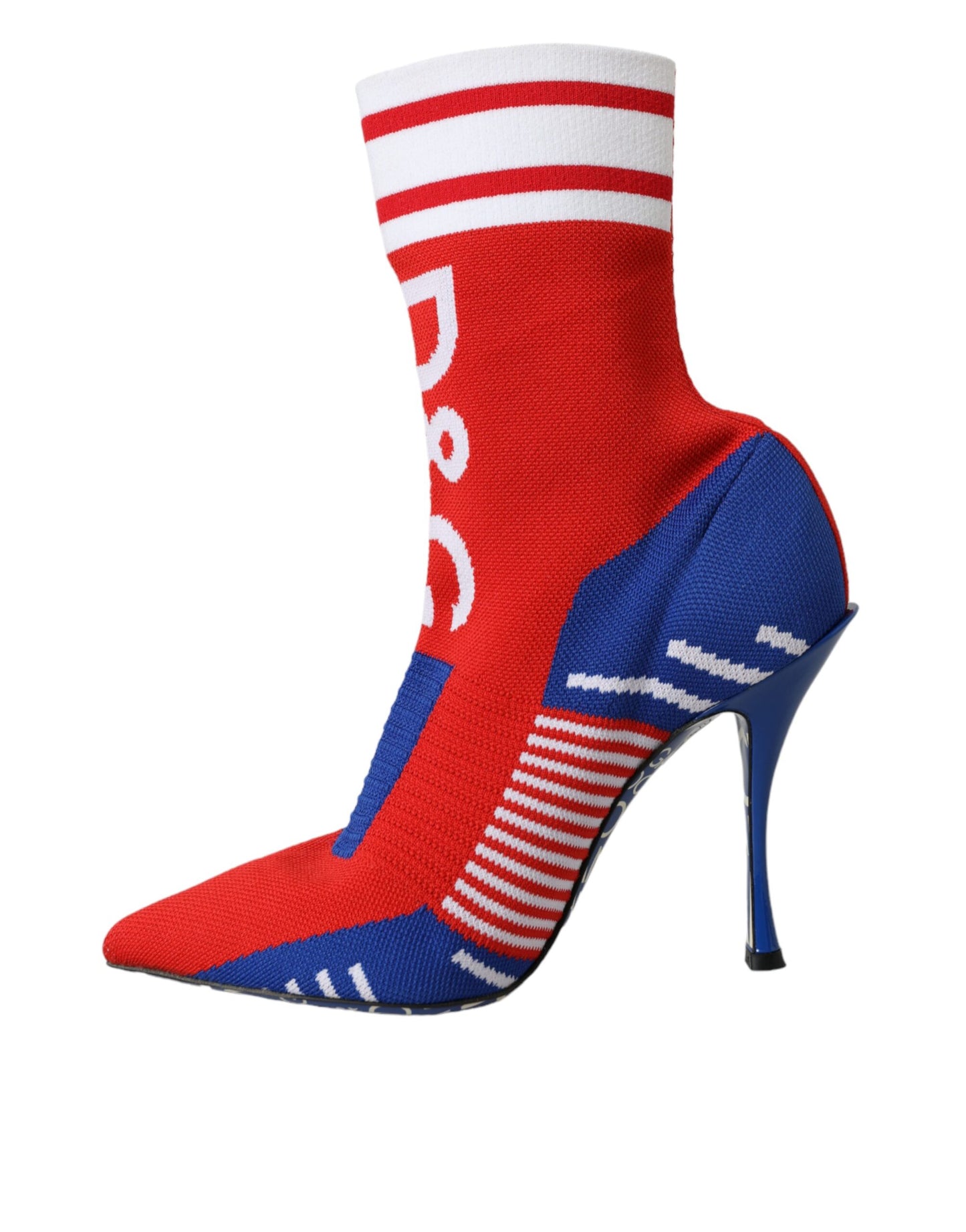 Dolce & Gabbana Red Blue Stretch Sock Style Short Boots Logo Shoes