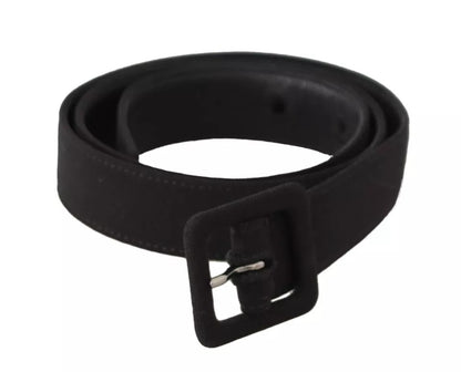 Dolce & Gabbana Black Velvet Leather Logo Waist Buckle Belt