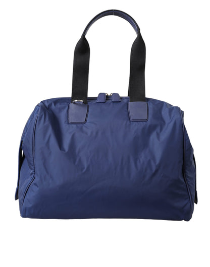 Dolce & Gabbana Blue Nylon Calfskin Hand Shoulder Duffel Bag