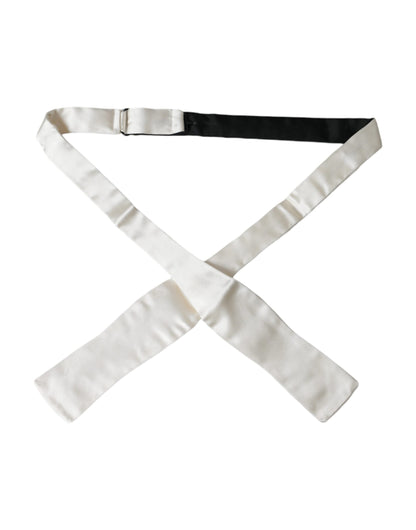 Dolce & Gabbana White Silk Slim Skinny Necktie Men Bow Tie