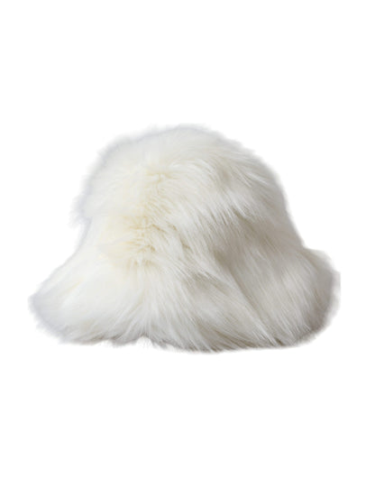 Dolce & Gabbana White Acrylic Fur Womens Bucket Hat