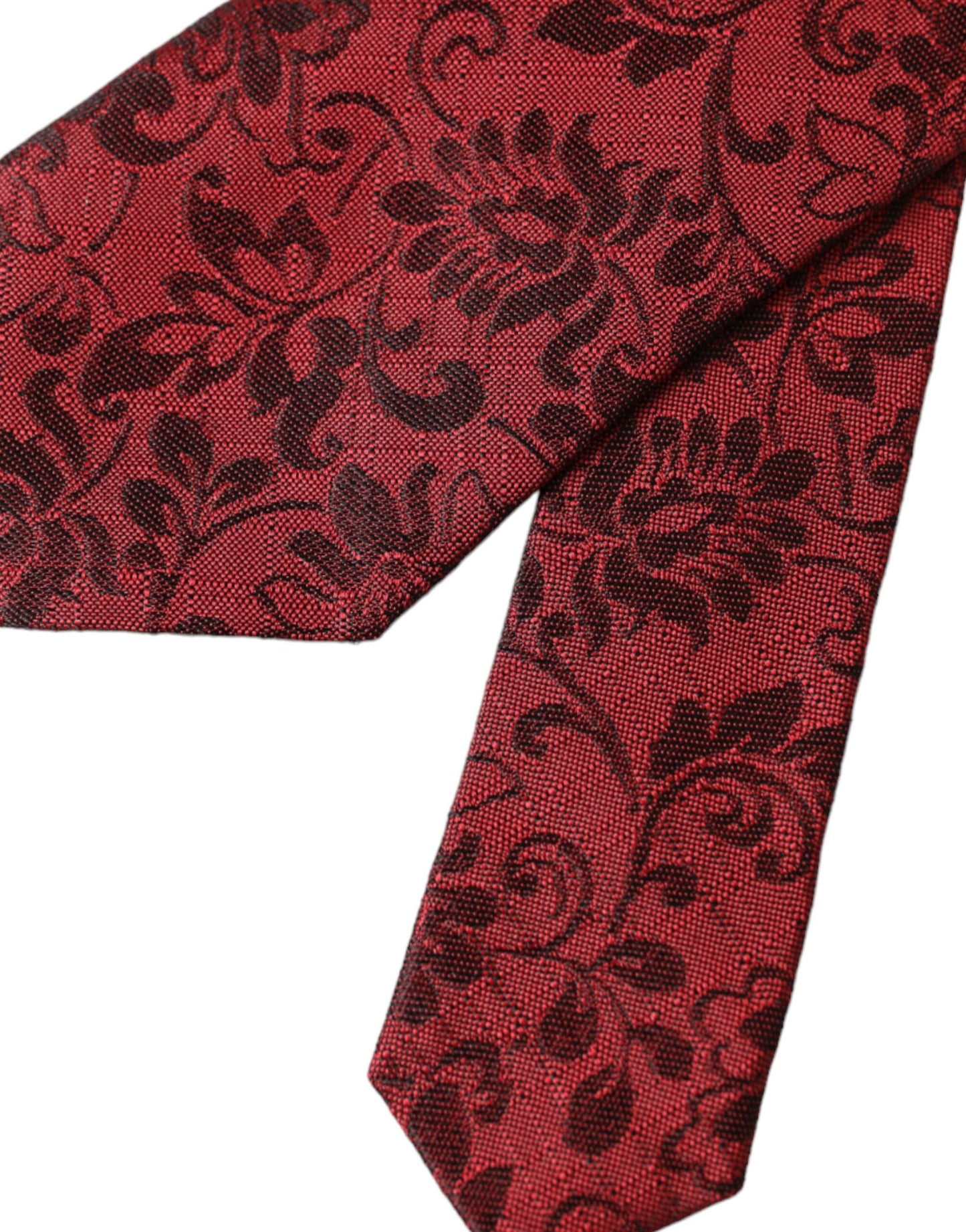 Dolce & Gabbana Red Floral Brocade Silk Adjustable Men Tie