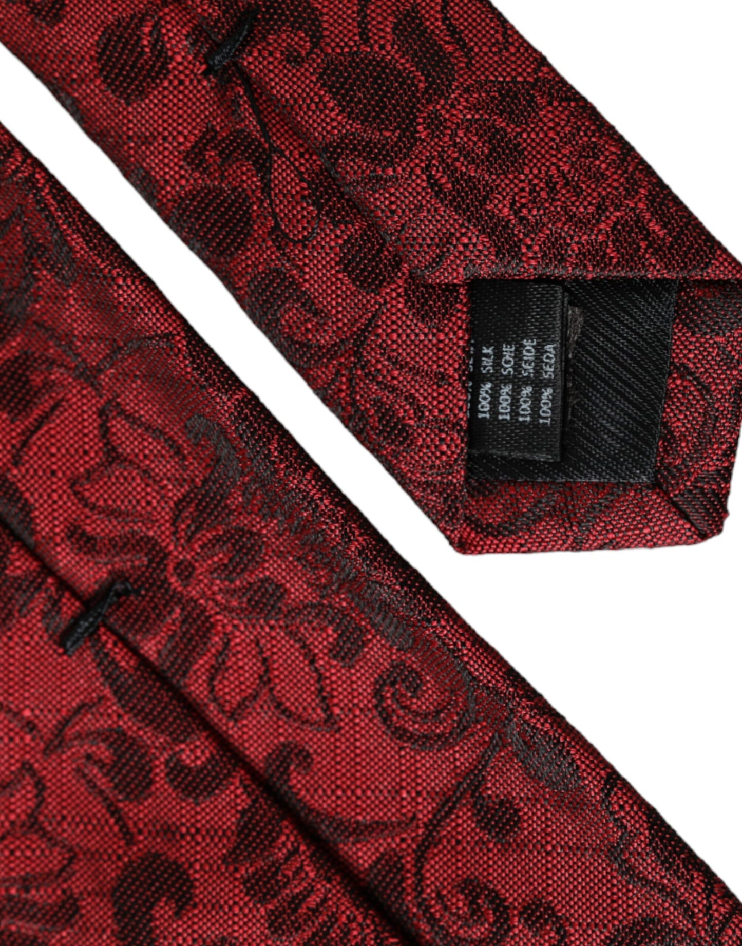 Dolce & Gabbana Red Floral Brocade Silk Adjustable Men Tie