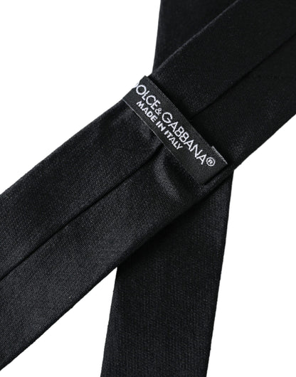 Dolce & Gabbana Black Solid 100% Silk Adjustable Tie