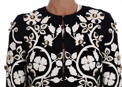 Dolce & Gabbana Floral Embroidered Crystal Wool Coat Jacket