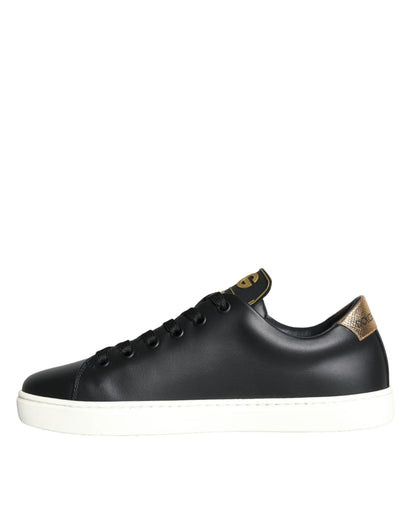 Dolce & Gabbana Black Portofino Sacred Heart Sneakers Shoes