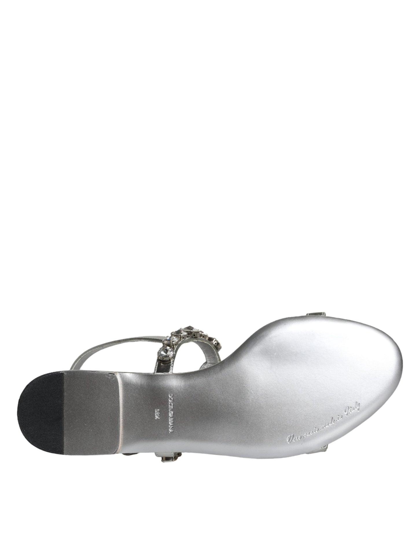 Dolce & Gabbana Silver Crystal Sandals Flats Flip Flops Shoes